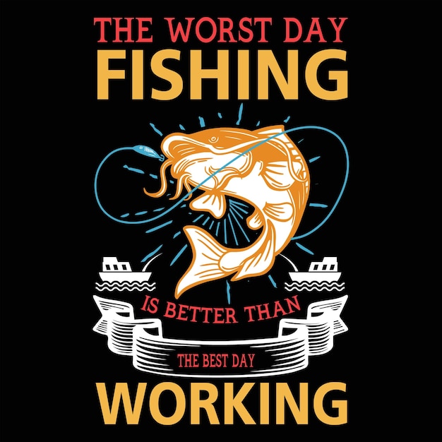 Vetor pesca t shirt design tipografia vintage vector