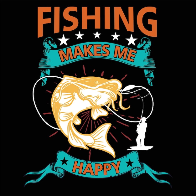 Vetor pesca t shirt design tipografia vintage vector