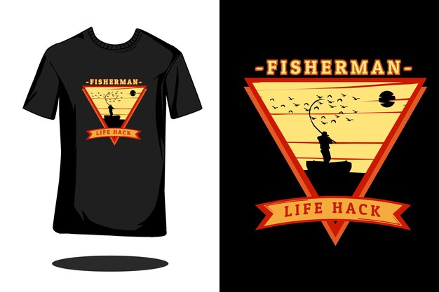 Vetor pescador vida hack silhueta design retro camiseta