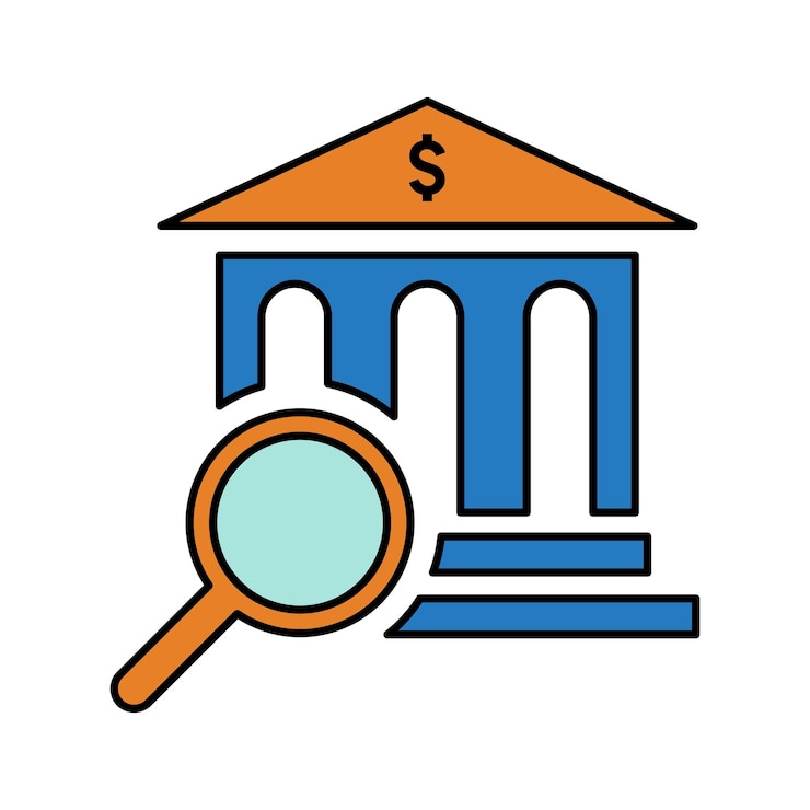 Vetor pesquisa de banco ícone bancário