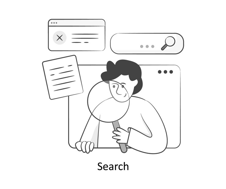 Vetor pesquisa de estilo plano ilustração vetorial ilustração de estoque