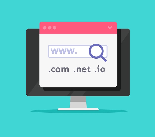 Pesquisa de nome de domínio encontrar ícone ou registro de servidor web na hospedagem comprar no computador pc internet