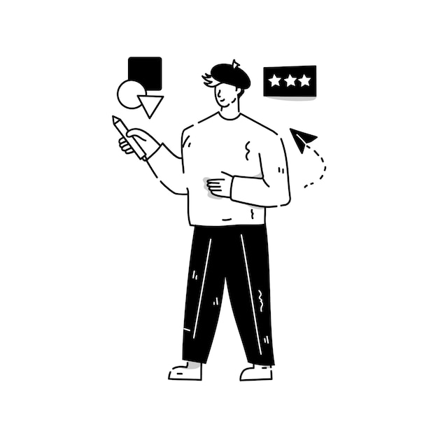 Pessoa com câmera desenhada à mão ilustração de produção de vídeo