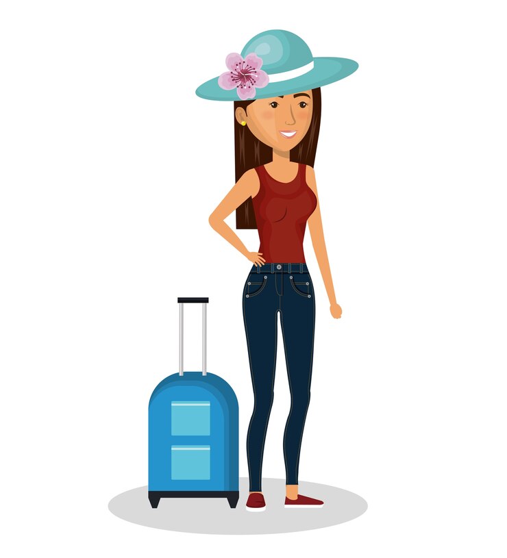 Vetor pessoa com mala de viagem