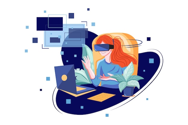 Pessoa de negócios que trabalha usando VR Tech