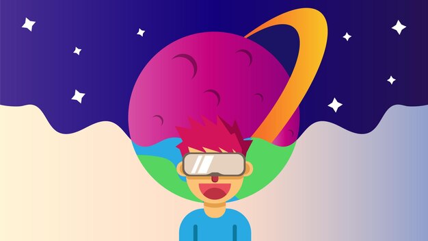 Pessoa de tecnologia de realidade virtual digital Metaverse em óculos e fone de ouvido VR conectado