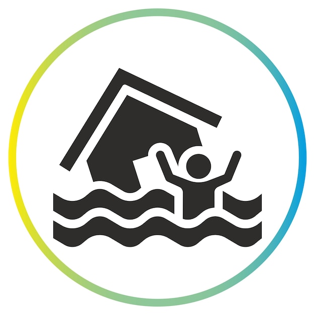 Vetor pessoa se afoga e pede ajuda ícone inundação casa em ondas de água
