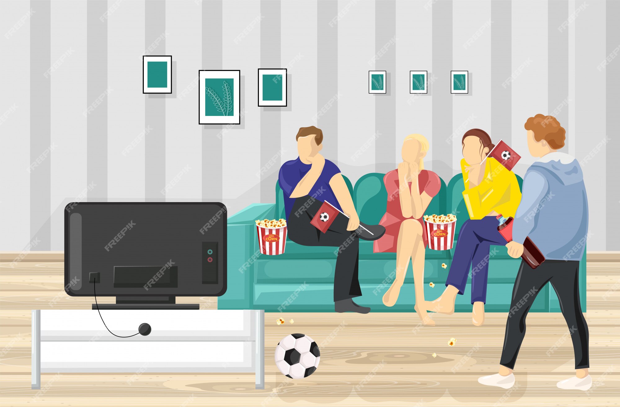 assistindo futebol na tv com amigos ilustração vetorial azul 13787124 Vetor  no Vecteezy