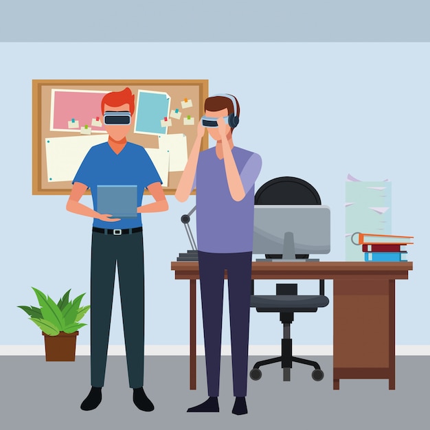 Pessoas brincando com óculos de realidade virtual