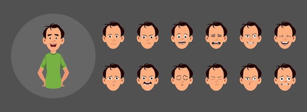 Pessoas com diferentes emoções faciais. Emoções faciais diferentes para animação, movimento ou design personalizado.