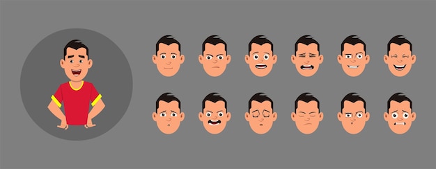 Pessoas com emoção facial. Emoções faciais diferentes para animação, movimento ou design personalizado.