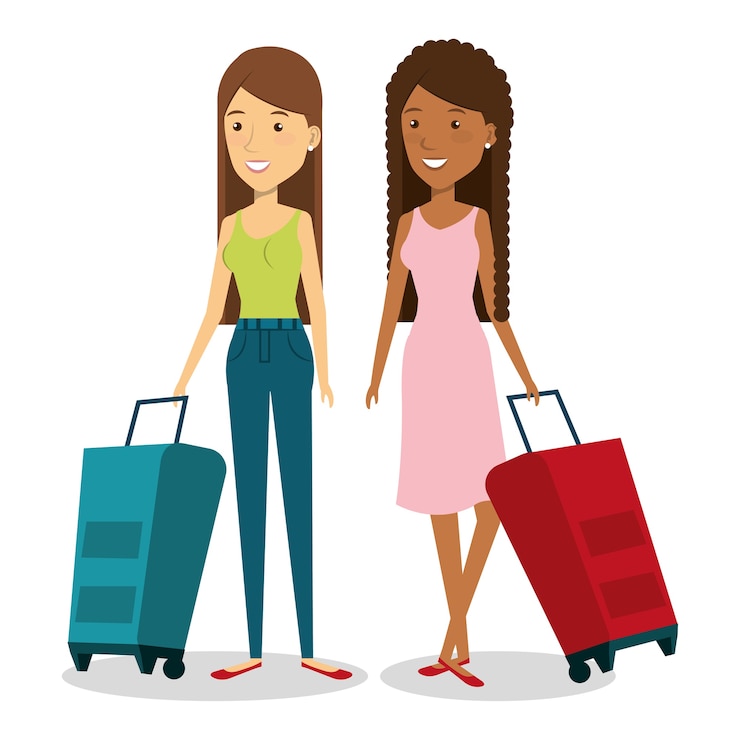 Vetor pessoas com mala viagem vector design ilustração