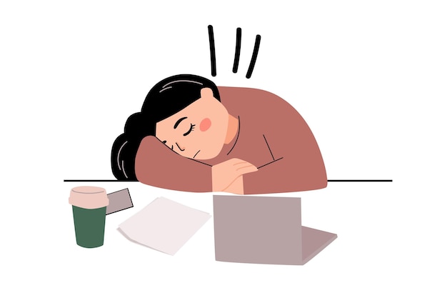 Pessoas com sono enquanto trabalham ou estudam o conceito cansado de sobrecarga de Burnout