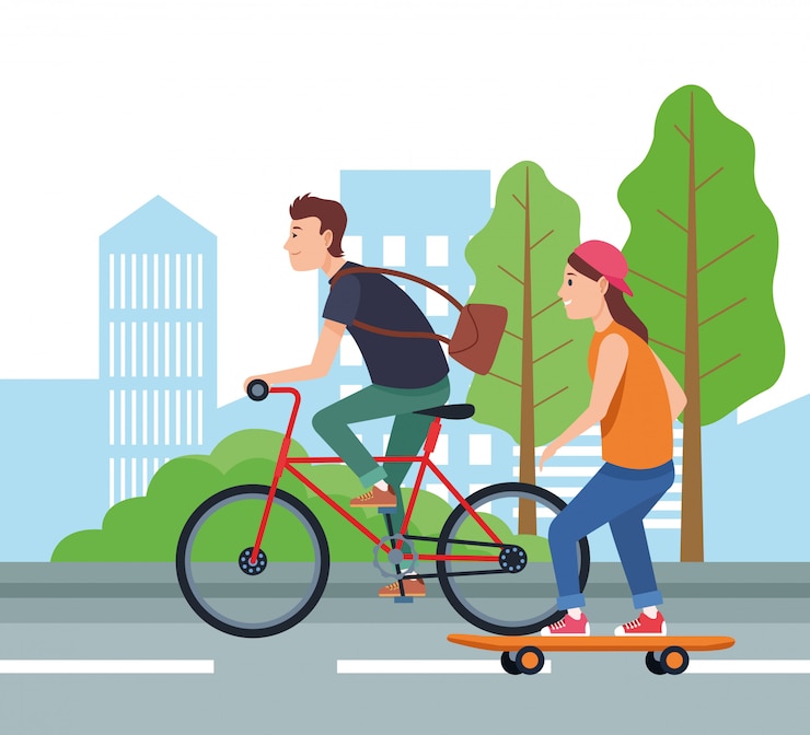 Vetor pessoas com veículos vector design
