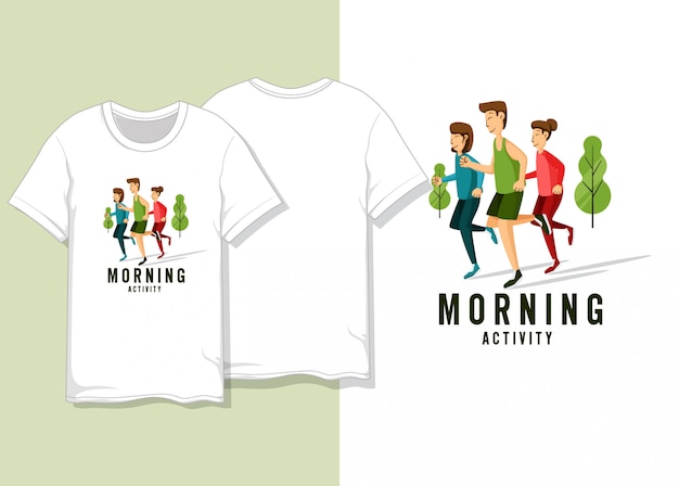 Vetor pessoas correndo na ilustração de manhã