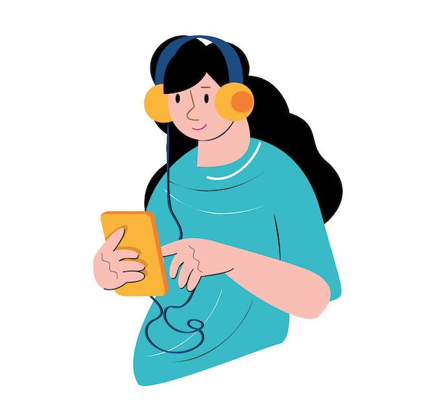 pessoas de caráter ouvindo ilustração vetorial de música