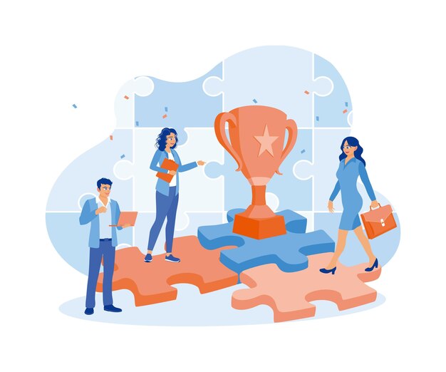 Pessoas de negócios estão trabalhando juntas em um novo projeto Resolva problemas de negócios para alcançar o sucesso Sucesso conceito de negócio Ilustração de vetor plano