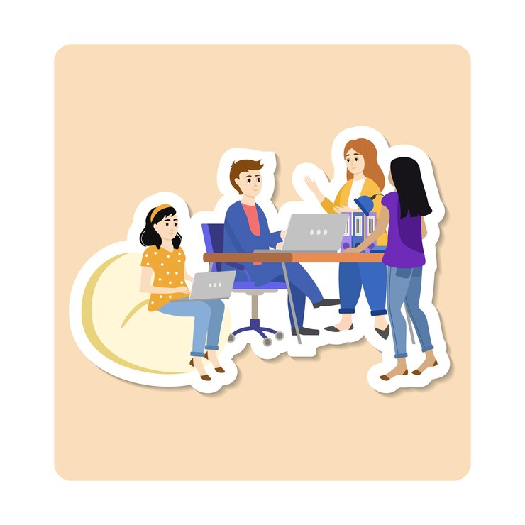 Vetor pessoas de negócios que trabalham no escritório personagens mínimos