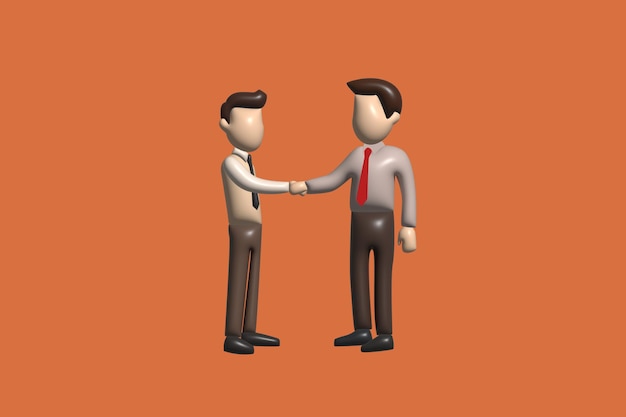 Pessoas de negócios se encontram e apertam as mãos acordo de confiança conceito de cooperação objeto 3d realista