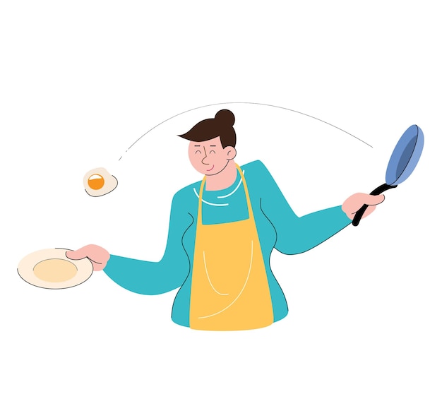 Pessoas de personagem cozinhando ilustração vetorial