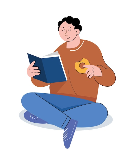 pessoas de personagem leem ilustração vetorial de livro