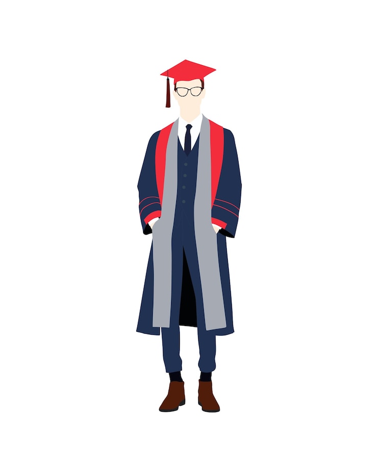 Vetor pessoas de vetor plano e homem de ilustração com roupa de formatura