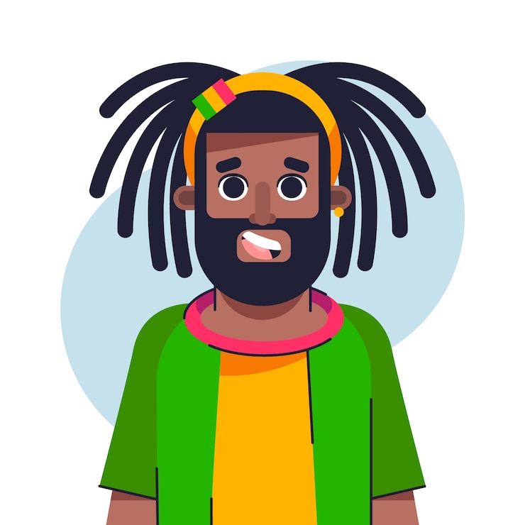 Vetor pessoas desenhadas à mão com ilustração de dreadlocks