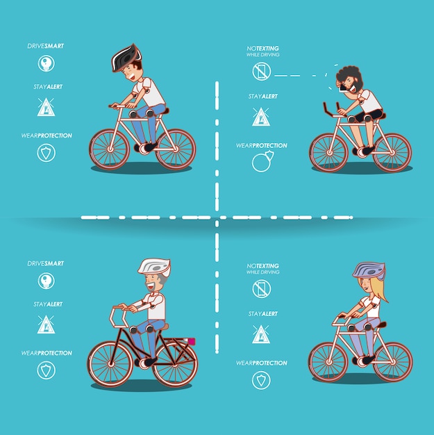 Pessoas em campanha de bicicleta dirigir com segurança