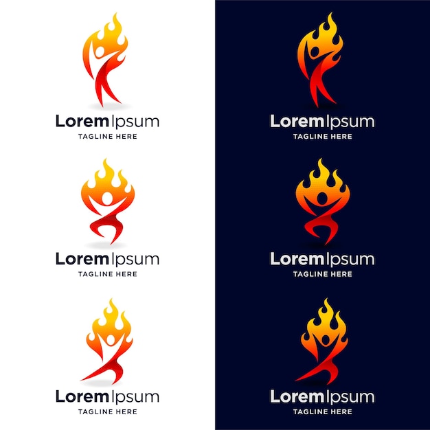 Pessoas em fogo logotipo com conceito múltiplo