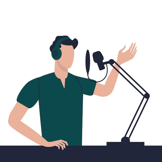 Pessoas fazendo Podcast Ilustração do Dia Internacional do Podcast