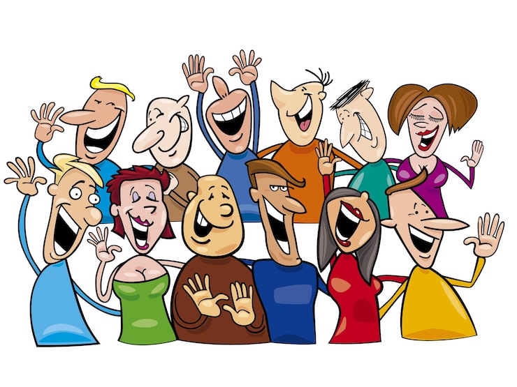 Vetor pessoas felizes celebrando juntos