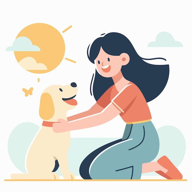 Vetor pessoas felizes com cães ilustração vetorial