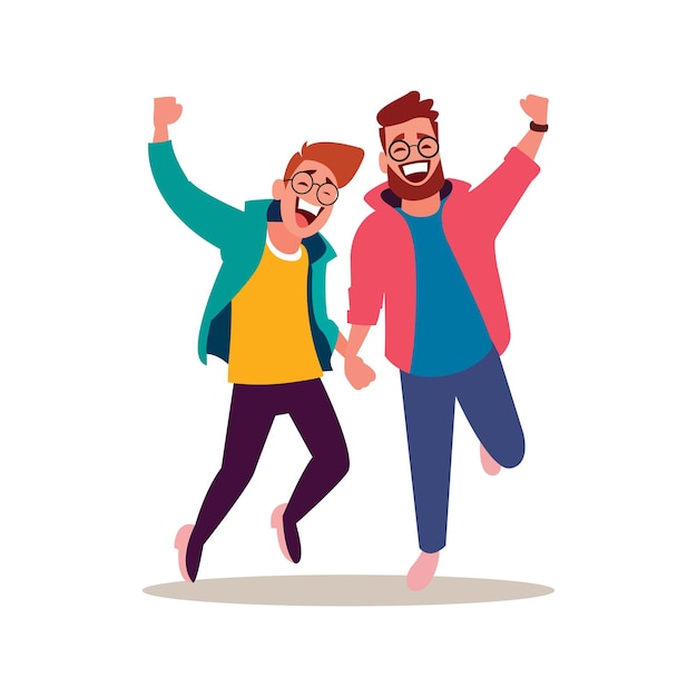 Pessoas felizes pulando na celebração do Dia da Amizade ilustração plana vetorial