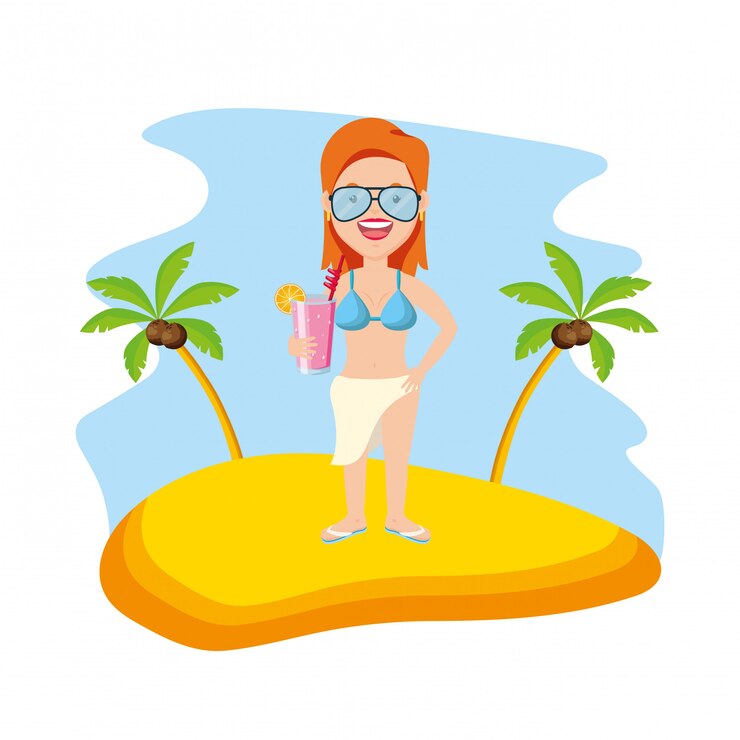 Vetor pessoas, férias, verão, tempo