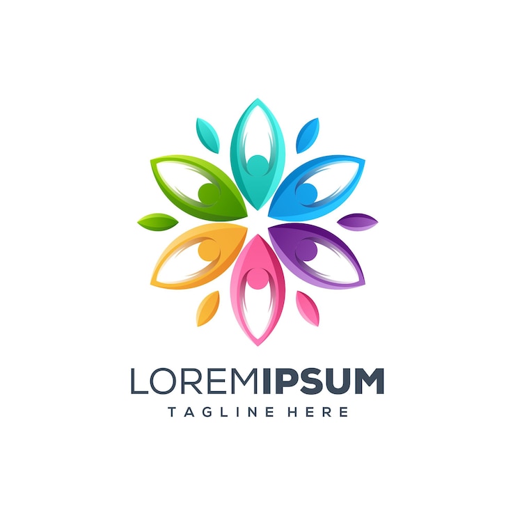 pessoas flor ilustração em vetor design de logotipo