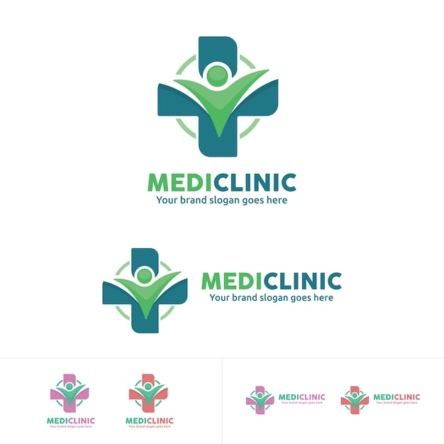 Vetor pessoas health care logo, medical clinic emblem