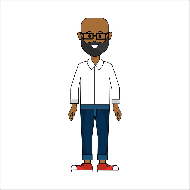 Vetor pessoas, homem com pano casual com ícone de avatar de óculos