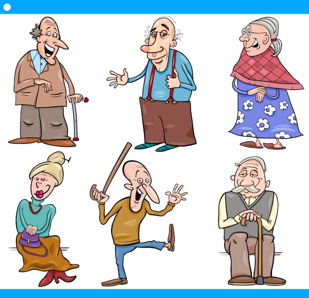 pessoas idosas definem ilustração de desenho animado