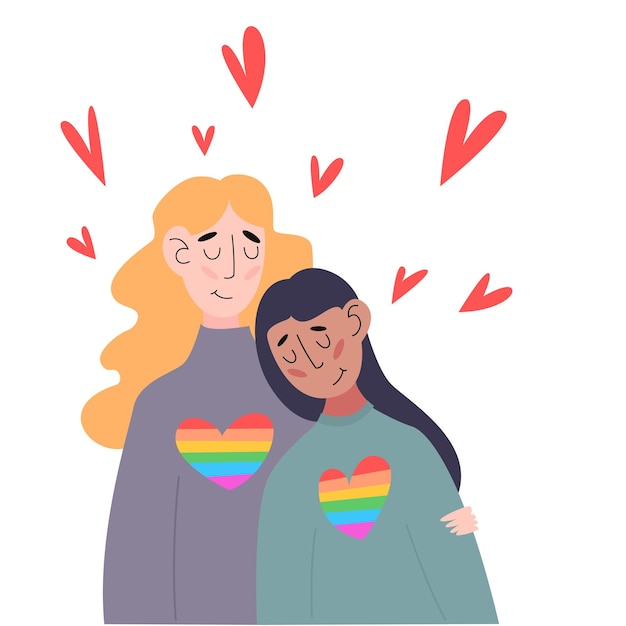 Pessoas LGBT no amor. Conceito contra a violência, discriminação, violações dos direitos humanos.