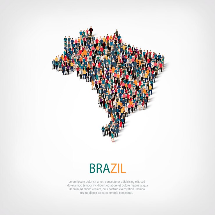 Vetor pessoas mapeiam o país brasil