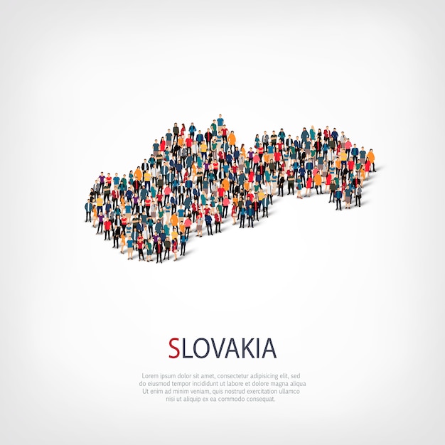 Pessoas mapeiam o país eslováquia