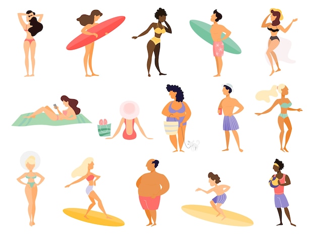 Pessoas na praia. Férias de verão no mar ou oceano