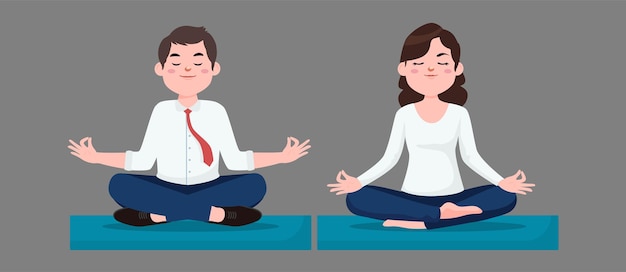 Pessoas planas meditando ilustração de ioga