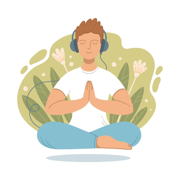 Pessoas planas orgânicas meditando ilustração