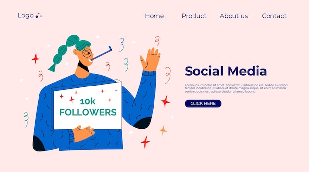 Pessoas sorridentes celebram um grande número de seguidores nas mídias sociais conceito de blogs influenciadores de marketing promoção de rede smm banner landing page