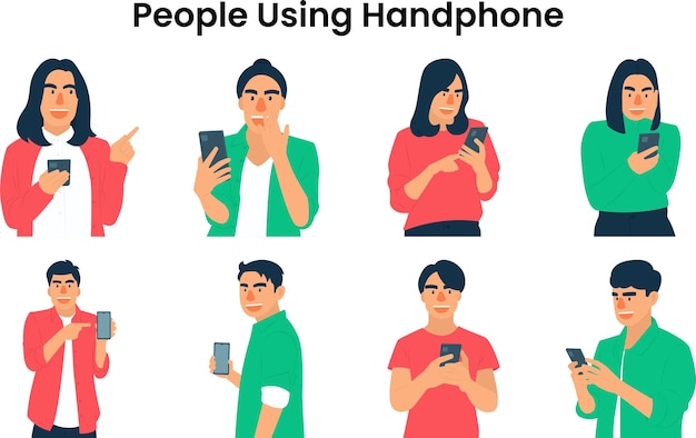 Pessoas usando ilustração vetorial de telemóvel