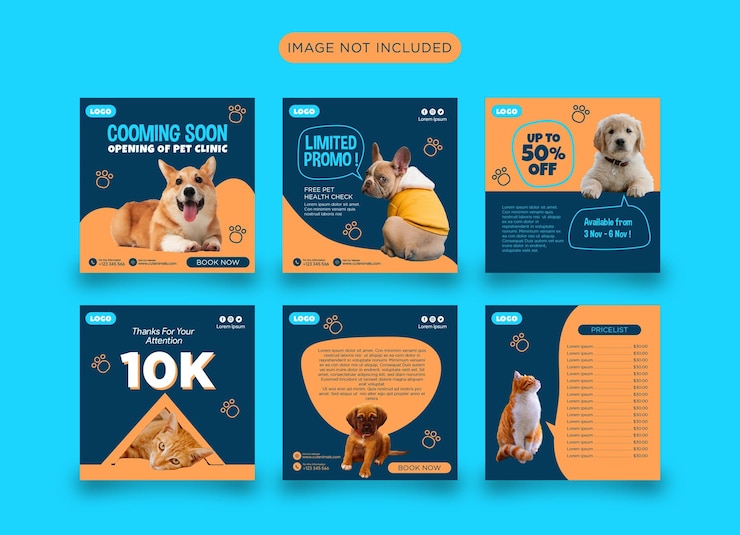 Pet Care Social Media Post Banner Template Design e Pet Shop Square Flyer Template