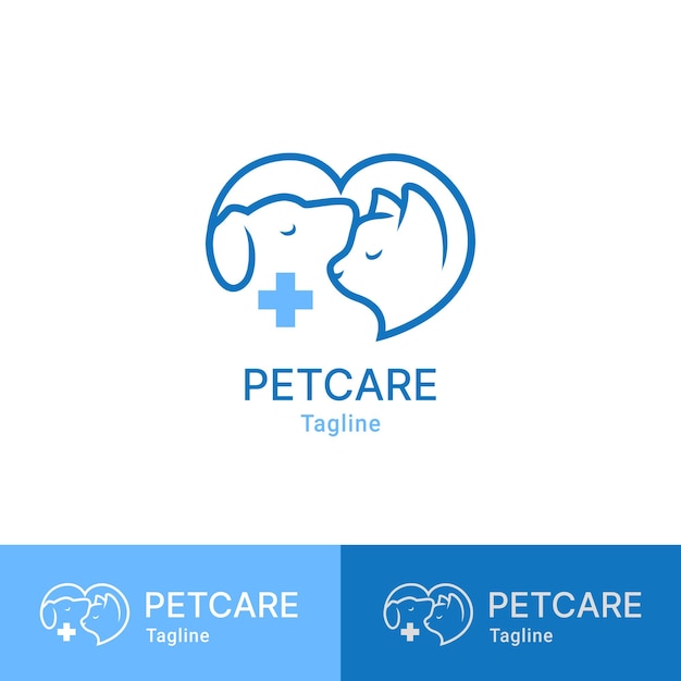 Vetor petcare logotipo vetor gato cão petcare