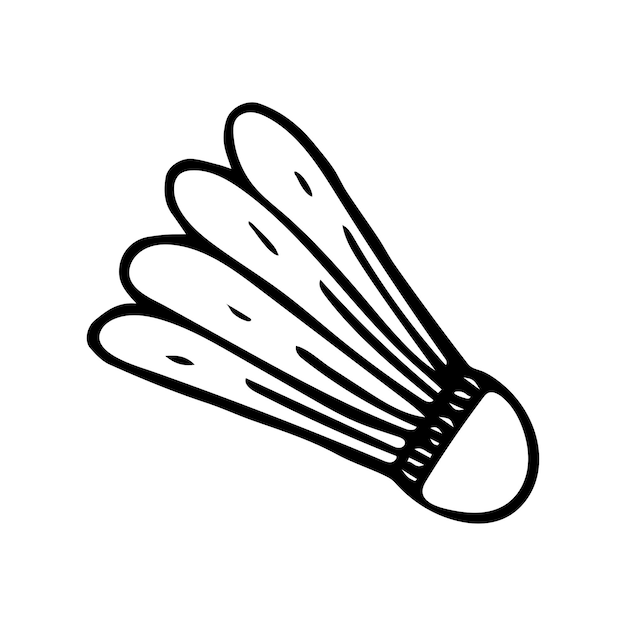 Peteca de badminton de doodle desenhado à mão vetor de clipart de esporte esboço