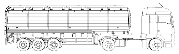 Petroleiro de gasolina Reboque de óleo Formato de vetor EPS 10 isolado em branco Ilustração criada de 3d